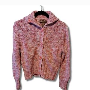 Vintage pink Berretti Italy shawl collar merino wool sweater cardigan Petite XL